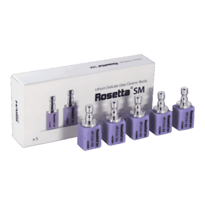 Rosetta SM bloques de cerámica de vidrio de bloqueo para odontología, esenciales en equipos y suministros dentales.