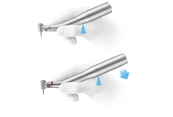 Aeronave dental portátil con mango ergonómico y punta precisa para tratamientos odontológicos.