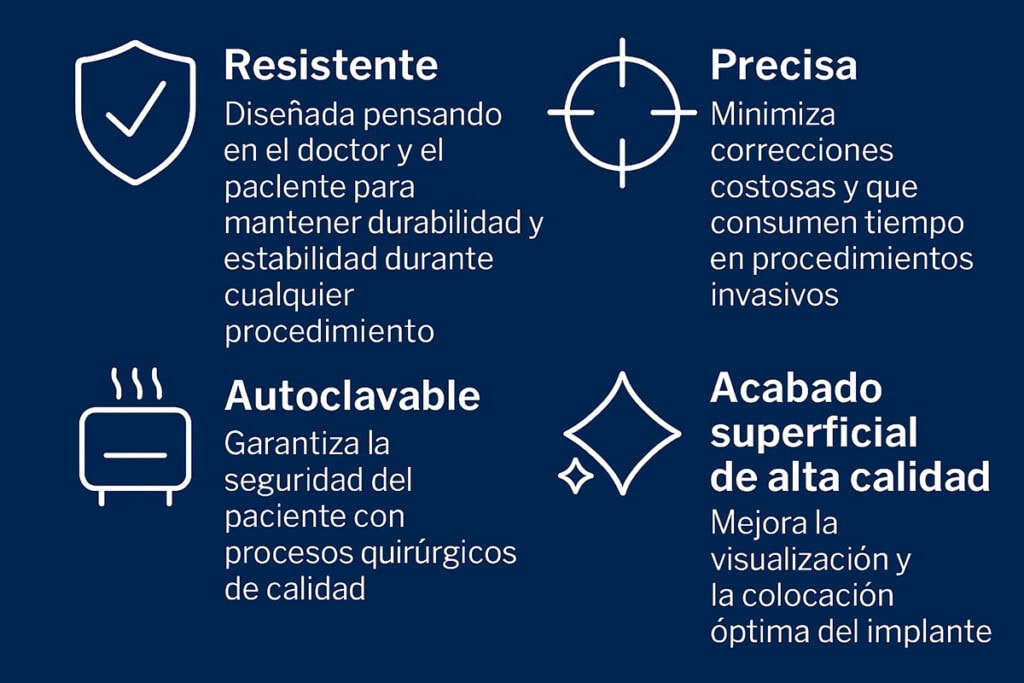 Resistente, diseñada pensando en durabilidad y estabilidad durante procedimientos dentales.