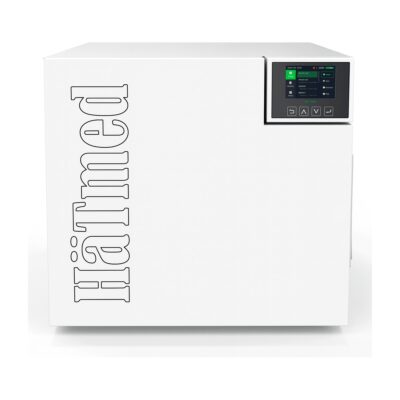 Autoclave dental Haetmed Q60B de 23 litros, clase B, con pantalla digital y control avanzado para esterilización eficiente en clínicas dentales.