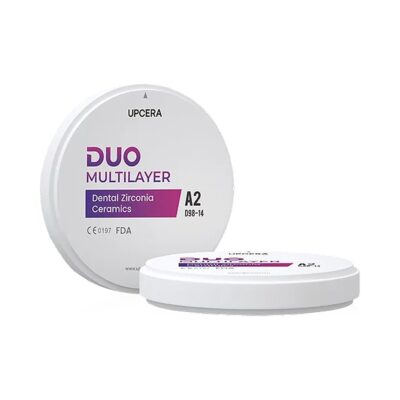 Producto de cerámica dental Zirconia DUO Multilayer para restauraciones dentales de alta calidad en clínica dental.