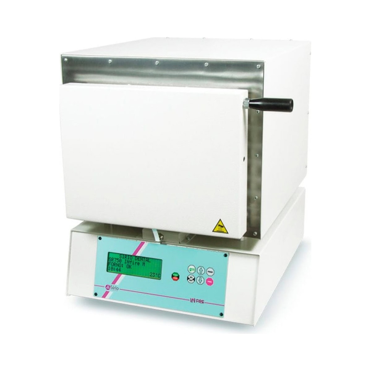Horno de cocción de porcelana Sirio T25S 1 Equipo de esterilización dental con pantalla digital y puerta de acero inoxidable, ideal para clínicas dentales y consultorios.