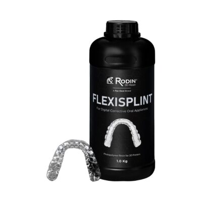 Flexisplint de resina para prótesis dentales, ideal para reparaciones y ajustes en odontología, con envase de 1 kg.