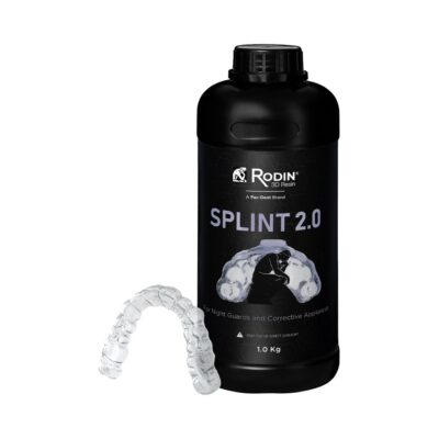 Bote de Rodin Splint 2.0 y férula dental transparente para protección nocturna y corrección dental.
